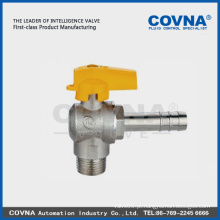 Válvula de torneira de esfera em ângulo completo para gás, conector macho / mangueira com alça de alumínio